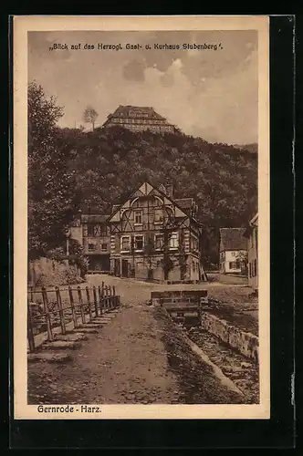 AK Gernrode /Harz, Blick auf das Herzogl. Gast- u. Kurhaus Stubenberg