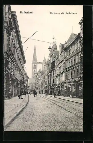 AK Halberstadt, Breiteweg mit Martinikirche