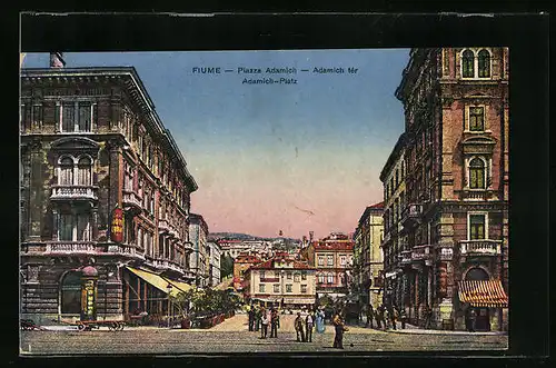 AK Fiume, Strassenpartie am Adamich-Platz