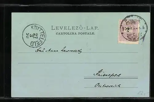 Mondschein-AK Fiume, Strassenpartie mit Passanten