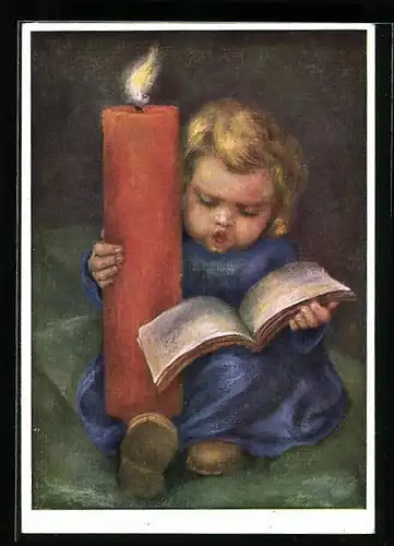 Künstler-AK Maria Spötl: Solo, Mädchen mit Kerze