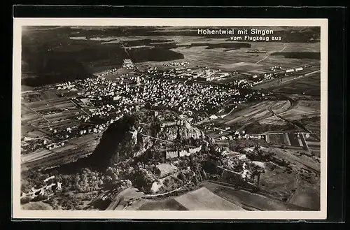 AK Singen, Hohentwiel vom Flugzeug aus