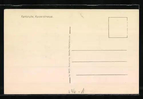 AK Karlsruhe, Strassenbahn in der Kaiserstrasse