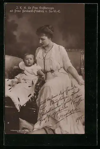 AK I. K. H. die Frau Grossherzogin mit Prinz Bernhardt-Friedrich von Sachsen-Weimar-Eisenach