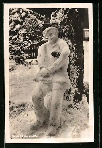 AK Ansicht einer Harzer Schnee-Skulptur