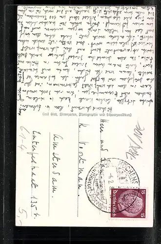 AK Lenzkirch i. Schwarzwald, Geschnitzter origineller Wegweiser