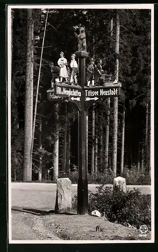 AK Origineller Wegweiser im Bärental, Schwarzwald