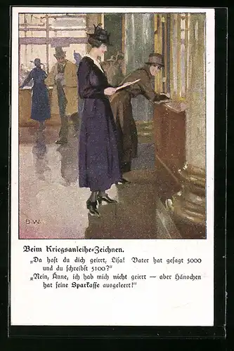 Künstler-AK Brynolf Wennerberg: Beim Kriegsanleihe-Zeichnen