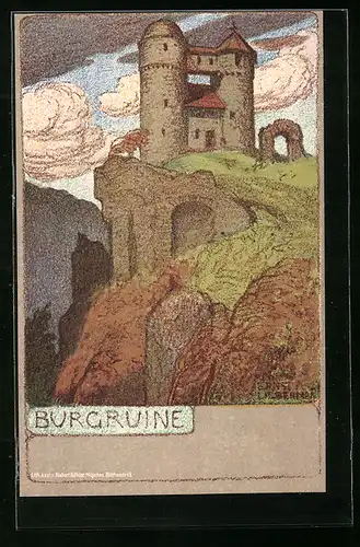 Künstler-AK Ernst Liebermann: Burgruine