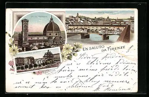 AK Firenze, La Cattedrale, Ponte Vecchio, Piazza Cavour