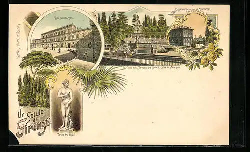 Lithographie Firenze, Real palazzo Pitti Interno e Giardino, Venere dei Medici