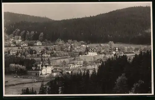 Fotografie Brück & Sohn Meissen, Ansicht Bärenfels i. Erzg., Blick in den Ort mit Hotel und Wohnhäusern