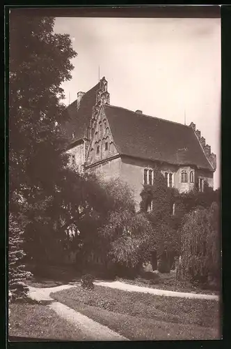 Fotografie Brück & Sohn Meissen, Ansicht Heynitz, Partie im Park des Schloss
