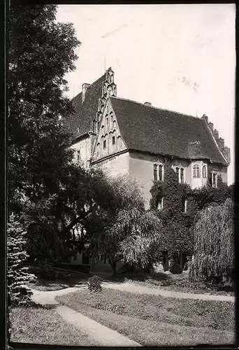 Fotografie Brück & Sohn Meissen, Ansicht Heynitz, Blick auf das Schloss Heynitz mit Park