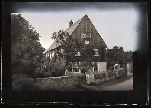 Fotografie Brück & Sohn Meissen, Ansicht Löbsal, Partie am Gasthaus Jägerheim am Golkwald