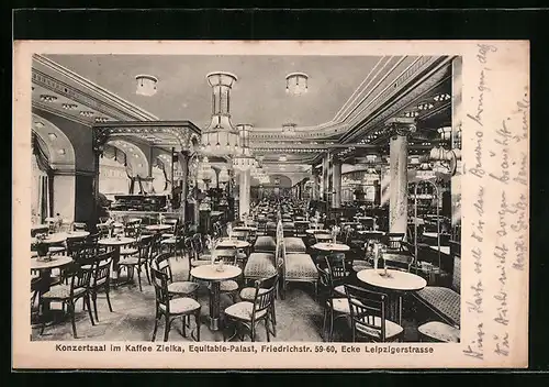 AK Berlin, Konzertsaal im Kaffee Zielka, Equitable-Palast, Friedrichstrasse 59-60