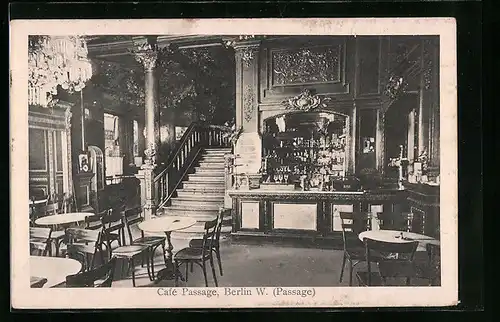 AK Berlin, Innenansicht des Café Passage