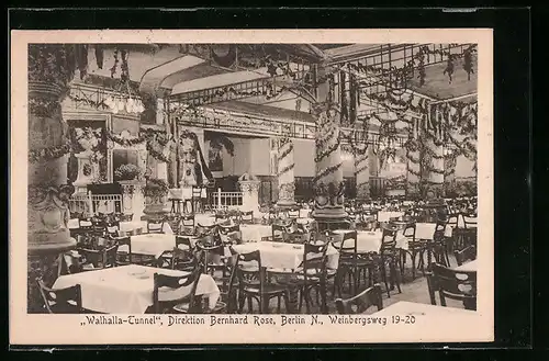AK Berlin, Gasthaus Walhalla-Tunnel, Weinbergsweg 19-20, Innenansicht