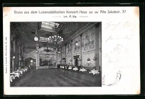 AK Berlin, Luisenstädtisches Konzert-Haus, Alte Jakobstrasse 37, Innenansicht