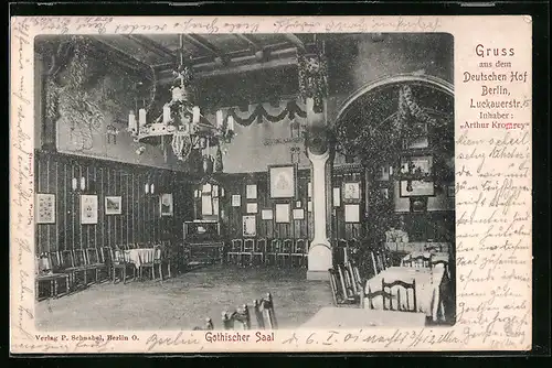 AK Berlin, Hotel Deutscher Hof, Luckauerstrasse 15, Gothischer Saal, Innenansicht