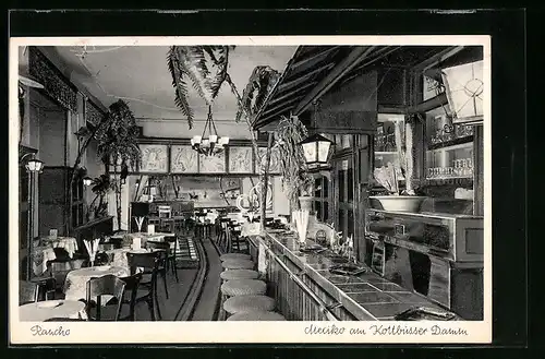 AK Berlin-Neukölln, Gasthaus Rancho Mexiko, Sanderstrasse 17 Ecke Friedelstrasse, Innenansicht