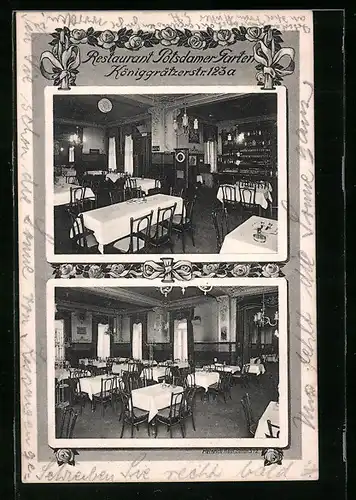 AK Berlin, Restaurant Potsdamer Garten in der Königgrätzer Strasse 123a, Innenansichten