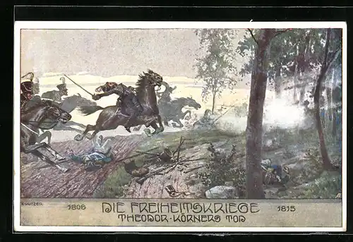 Künstler-AK Ernst Kutzer: Die Freiheitskriege - Theodor Körners Tod