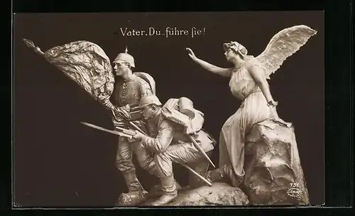 AK Engel beschützt zwei deutsche Soldaten, Vermenschlichte Statue
