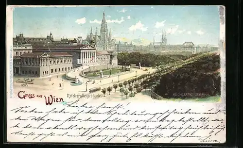 Künstler-AK Erwin Pendl: Wien, Reichsratsgebäude