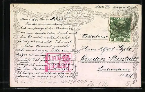 Künstler-AK Erwin Pendl: Wien, Am Hof mit Denkmal