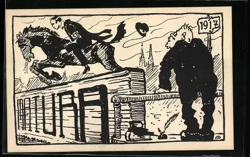 AK Reiter springt über eine Hürde, Absolvia 1917