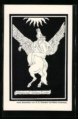 Künstler-AK sign. A. E. Stoeckel: Pegasus seliges Ende