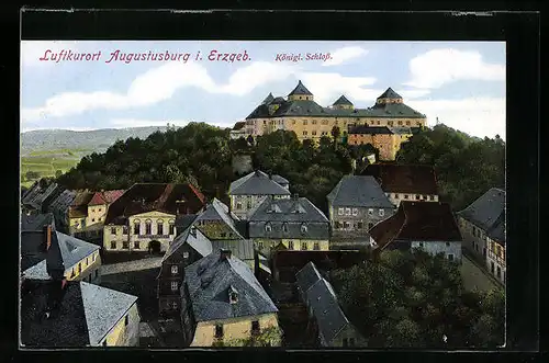 AK Augustusburg i. Erzgeb., Blick zum Schloss mit Burgwirtschaft