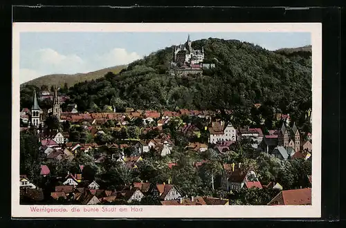 AK Wernigerode, Ortsansicht aus der Vogelschau