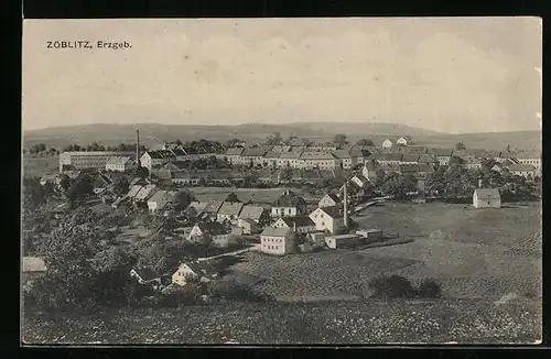 AK Zöblitz i. Erzgeb., Totalansicht aus der Vogelschau