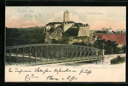 AK Halle a. S., Burg Giebichenstein mit Brücke