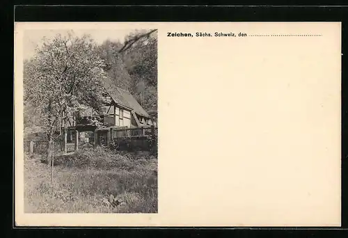 AK Zeichen i. sächs. Schweiz, Gasthaus im Grünen