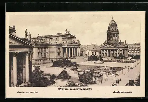 AK Berlin, Strassenpartie mit Gendarmenmarkt