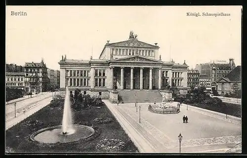 AK Berlin, Strassenpartie mit Königl. Schauspielhaus