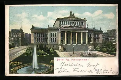 AK Berlin, Strassenpartie mit Königl. Schauspielhaus