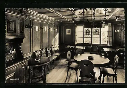 AK Steg im Tösstal, Berggasthaus Hörnli-Kulm, Jägerstübli, Innenansicht