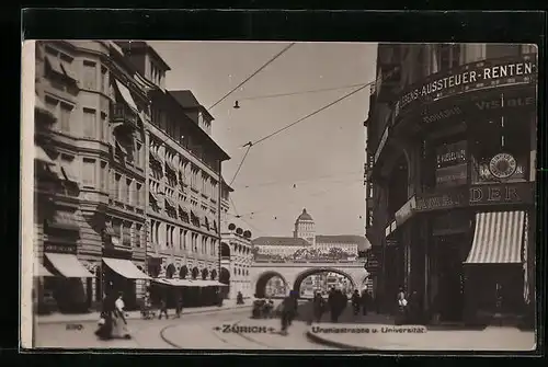 AK Zürich, Uraniastrasse und Universität