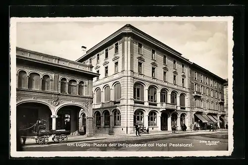 AK Lugano, Piazza dell`Indipendenza col Hotel Pestalozzi