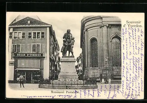 AK Yverdon, Monument Pestalozzi