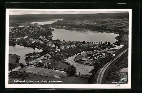 AK Lychen, Ortsansicht vom Flugzeug aus