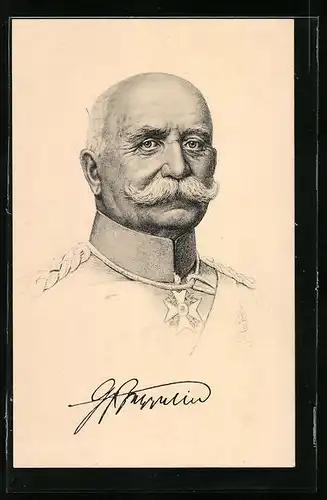 Künstler-AK Portrait des Grafen Ferdinand von Zeppelin in Uniform