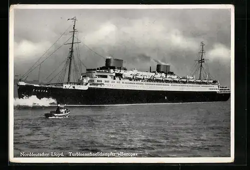 AK Turbinenschnelldampfer Europa des Nordd. Lloyds in voller Fahrt