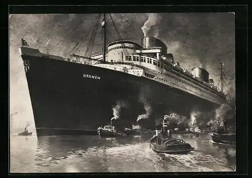 Künstler-AK Bugansicht des Passagierschiffes Bremen des Nordd. Lloyds