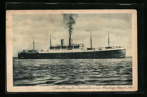 AK Schnelldampfer Deutschland der H.-A.-Linie Volldampf gebend