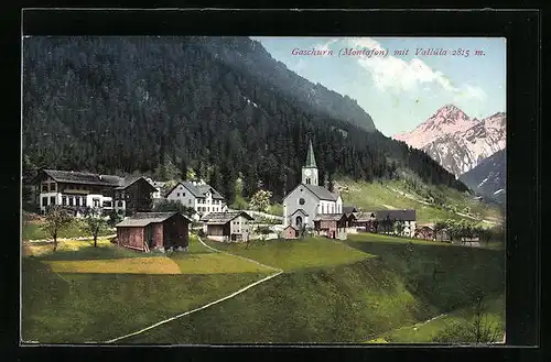 AK Gaschurn /Montafon, Panorama mit Kirche und Vallüla